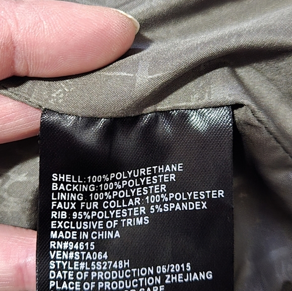 SAM EDELMAN Faux Leather Jacket with Cream Sherpa Collar. Size Large - Picture 13 of 15